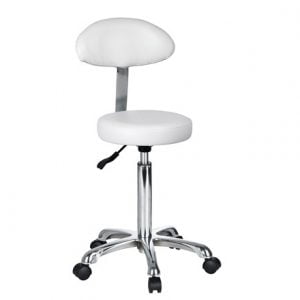 Werkstoel ronde zitting Budget model met rugleuning WIT/ZWART