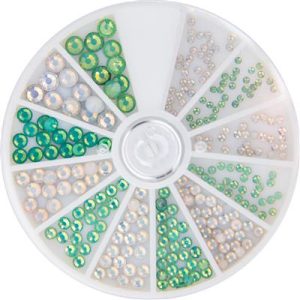 118320 Magnetic Frosted Rhinestones White & Green 270 st