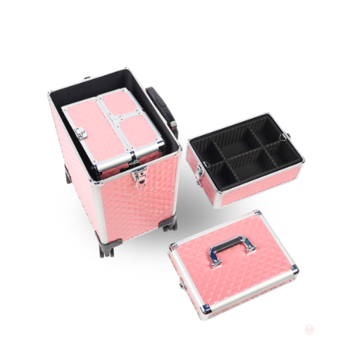 PraktijkPro Roze beauty trolley met afneembare beautycase