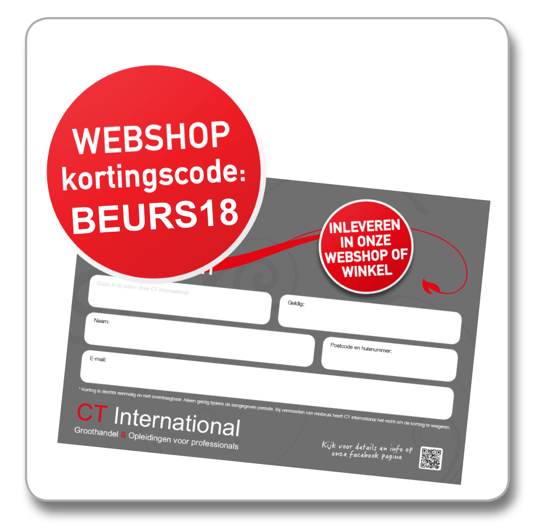 Gebruik de kortingscode: BEURS18 Webshop CT International Beurs korting